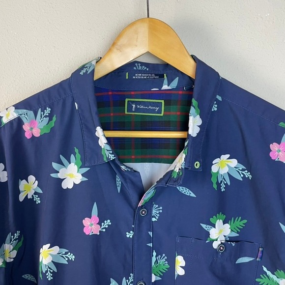 William Murray Golf Men's Navy Floral Short Sleeve Button Up Shirt XLarge - Picture 2 of 13